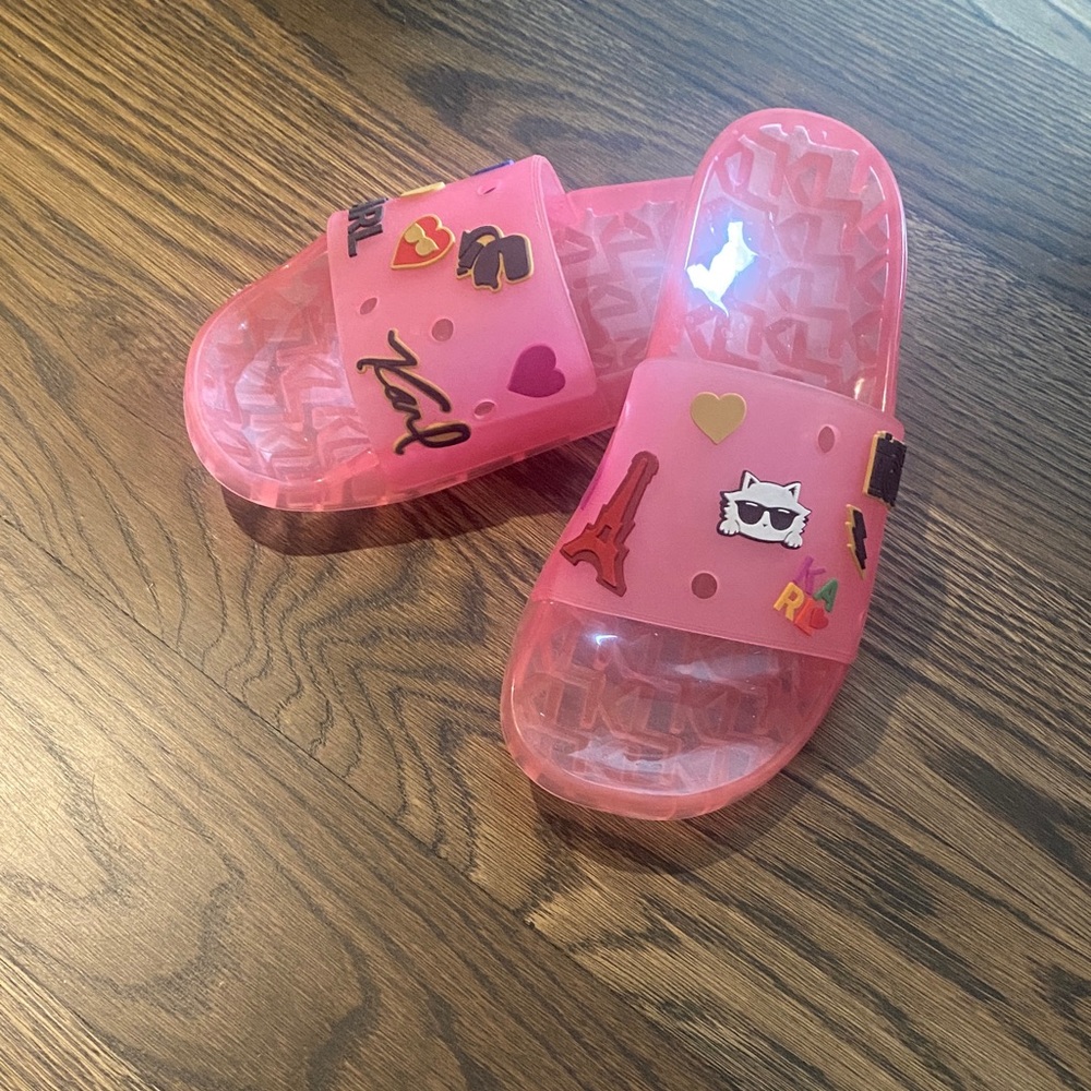 KARL LAGERFELD Kids Pink Jelly Slide Slides